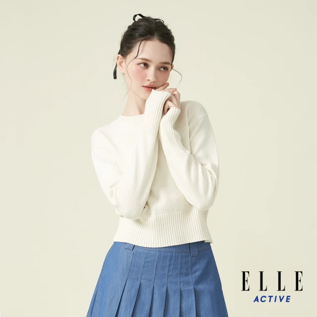 ELLE ACTIVE 女款 針織長袖毛衣-白色(EA24A2W5401#90)