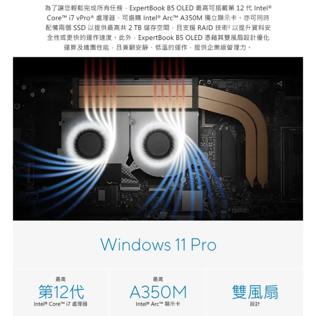 【ASUS 華碩】16吋i5獨顯A350M商用筆電(B5602CBN-0121A1240P/i5-1240P/16G/512G/W11P/OLED)