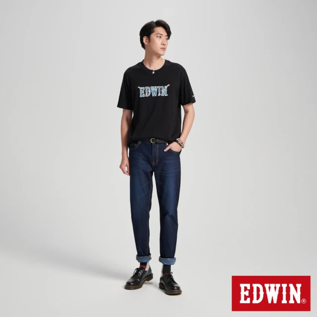 EDWIN 男裝 牛仔布LOGO短袖T恤(黑色)