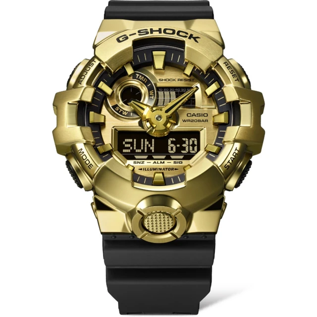 CASIO 卡西歐 G-SHOCK 強悍時尚 金屬錶圈 百搭銀 大錶徑 雙顯系列運動手錶 53.4mm(GM-700G-9A)