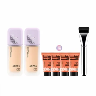 【MAYBELLINE 媚比琳】裸霧光持久水粉底 SPF12 PA+++ 2入組(#小方胖)