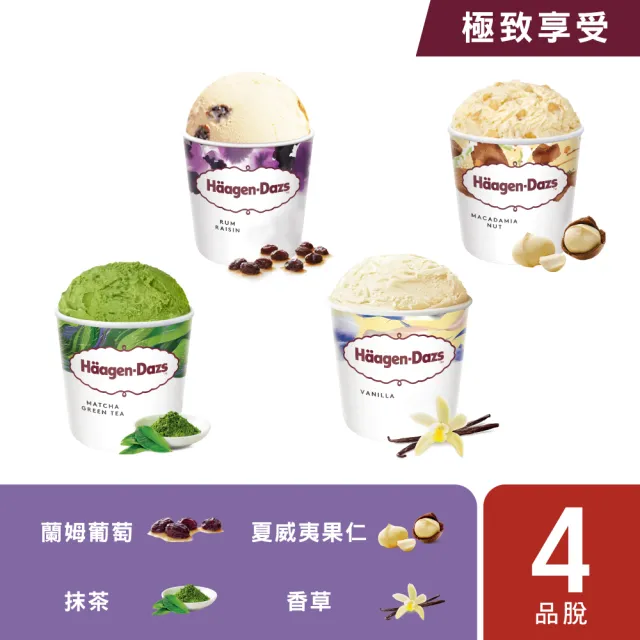 【Haagen-Dazs 哈根達斯】momo獨家 極致寵愛品脫4入組系列(人氣組合 任您挑選)