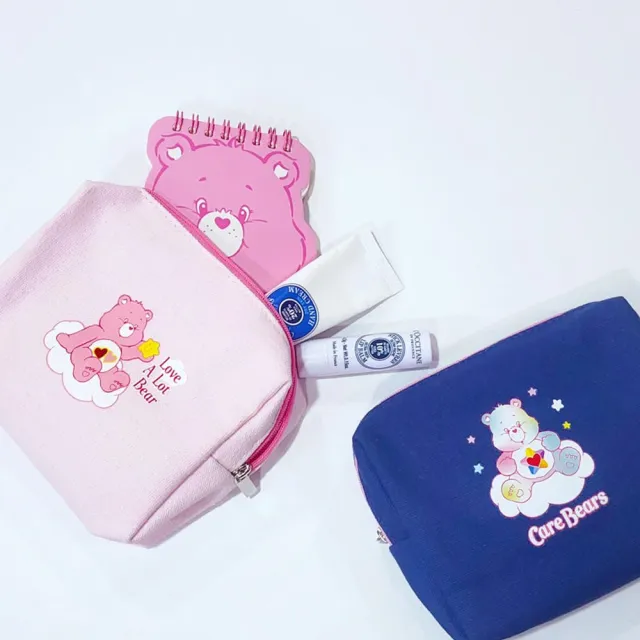 【Care Bears】雙11 彩虹熊帆布收納包 化妝包(小熊 正版授權  旅行包)