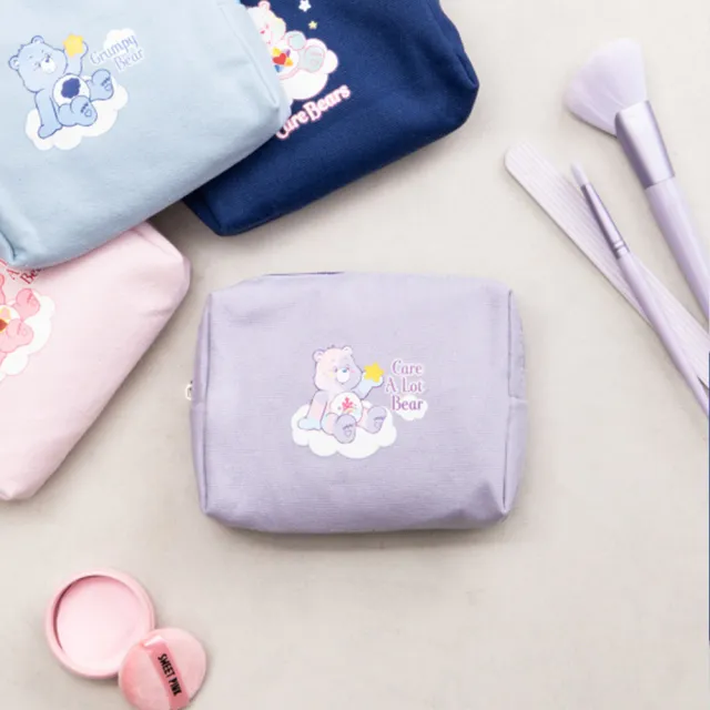 【Care Bears】彩虹熊帆布收納包 化妝包(小熊 正版授權 旅行包)