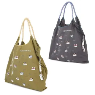 【Kusuguru Japan】交換禮物 日本眼鏡貓 傘繩包 戶外輕量防潑水提袋 手提包 時尚購物包 貓丸款(防水