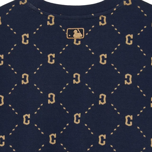 【MLB】童裝 大學T Monogram系列 克里夫蘭守護者隊(7AMTMD144-45NYS)