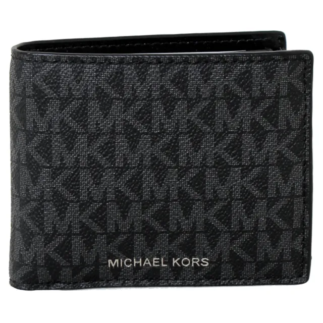 【Michael Kors】MK燙銀LOGO防刮皮革零錢袋男短夾/男皮夾 男生皮夾(多色任選)