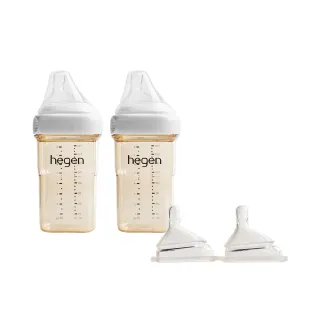 【hegen 總代理】奶瓶奶嘴組(240ml雙瓶+奶嘴兩入組)