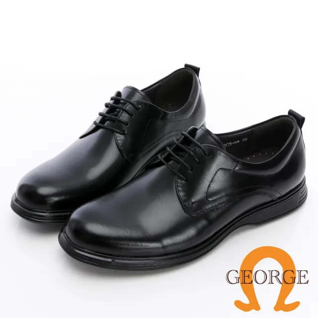 【GEORGE 喬治皮鞋】MODO系列 圓頭素面真皮綁帶商務機能鞋 -黑 415003BW10