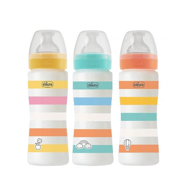 【Chicco 官方直營】舒適哺乳-矽膠PP特大奶瓶330ML-快速流量(適用4m+)