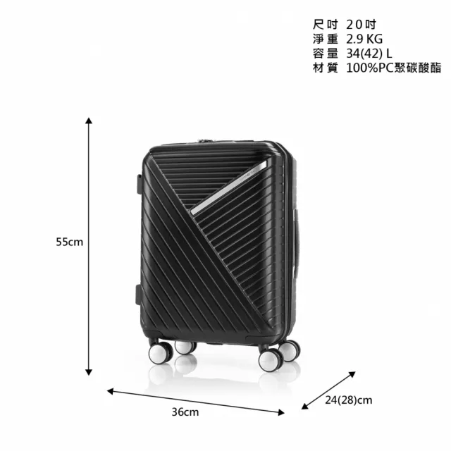 【Samsonite 新秀麗】20吋 ROBEZ 可擴充PC防盜拉鍊TSA登機箱/行李箱(多色可選)