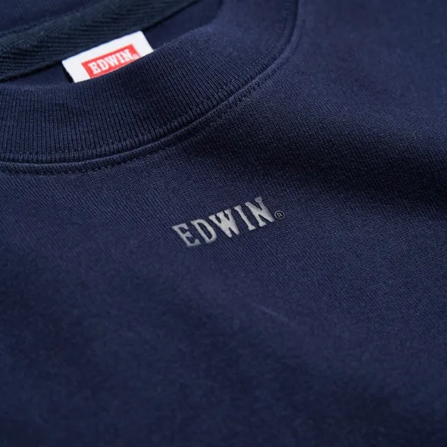 【EDWIN】男裝 超重磅大寬版薄長袖T恤(丈青色)