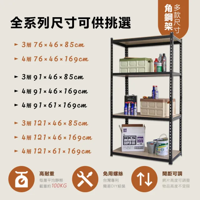 【居家cheaper】MIT專利免螺絲耐重角鋼架91x61x169cm四層(置物架 倉儲架 鐵架 荷重型層架 貨架 四層架)