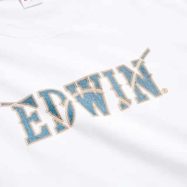【EDWIN】男裝 牛仔布LOGO短袖T恤(白色)