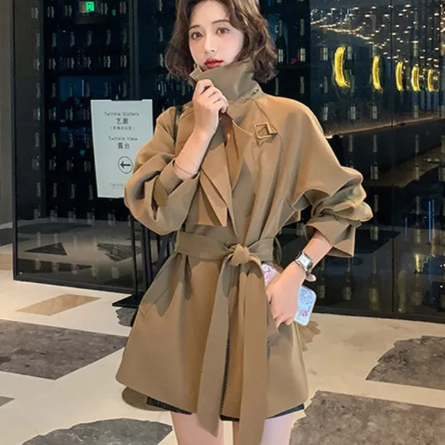 【巴黎精品】現貨+預購 風衣外套休閒大衣(時尚春秋收腰垂感女外套a1hs4)