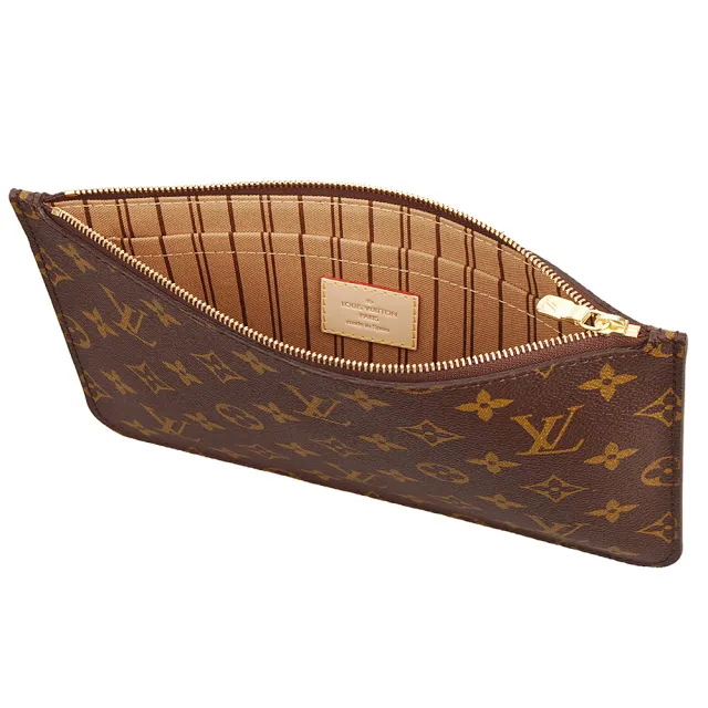 【Louis Vuitton 路易威登】LV M40995 Monorgam Neverfull MM 縮口肩揹包附扁袋(米)