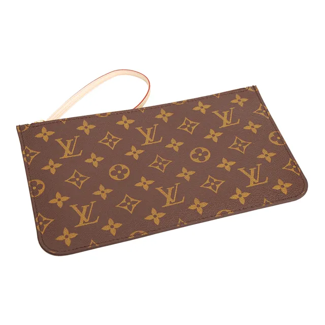 【Louis Vuitton 路易威登】LV M40995 Monorgam Neverfull MM 縮口肩揹包附扁袋(米)