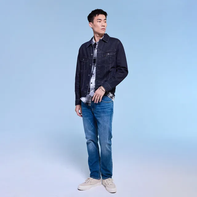 【Lee】男裝 牛仔外套 / 經典闊型 深藍洗水 標準版型 / 101+ 系列(LB414005718)
