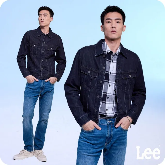 【Lee】男裝 牛仔外套 / 經典闊型 深藍洗水 標準版型 / 101+ 系列(LB414005718)