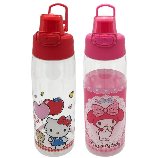 SANRIO 三麗鷗 彈跳水壺650ml(Hello kitty+美樂蒂各1)