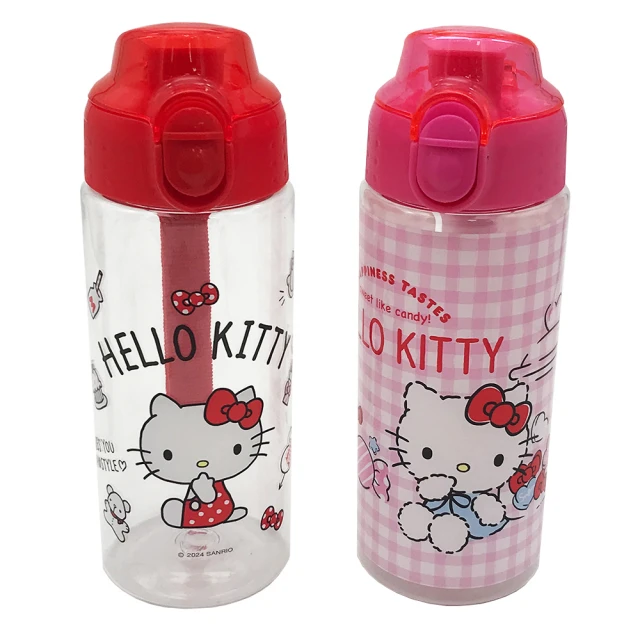 SANRIO 三麗鷗 Hello kitty直飲手提水壺550ml(紅+粉各1)