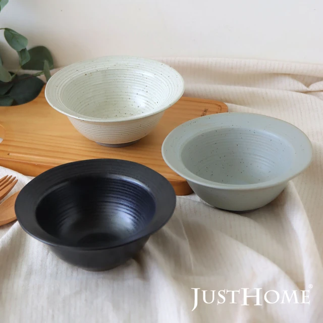 Just Home 日式不規則窯變陶瓷6.8吋草帽湯碗3件餐具(碗 盤 餐具 湯碗)