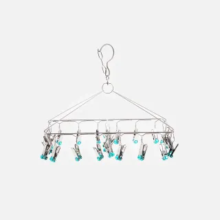 【特力屋】不鏽鋼可旋轉秒收曬衣架24夾