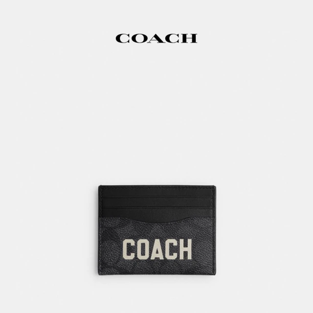 COACH 經典LogoCOACH圖案卡夾-彩炭灰色(CP276)