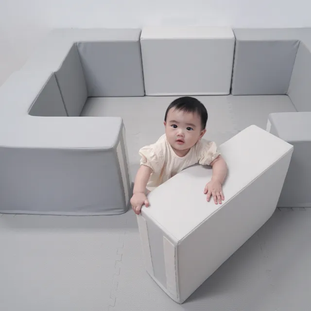 【PatoPato】Hipopo方塊遊樂城堡6入組+嬰幼兒60ｘ60ｘ3cm雙色地墊x9片(城堡+地墊超值組)