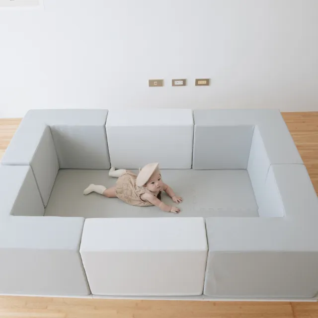 【PatoPato】Hipopo方塊遊樂城堡6入組+嬰幼兒60ｘ60ｘ3cm雙色地墊x9片(城堡+地墊超值組)