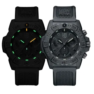 【LUMINOX 雷明時】NAVY SEAL CHRONO 3580海豹三眼計時腕錶 瑞士錶(消光黑x黑時標/45m)
