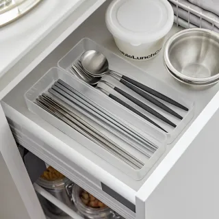 【YAMAZAKI 山崎】tower抽屜分隔收納盒二入組L-白(小物收納盒/化妝品收納/多功能收納盒/日式收納/日本山崎)