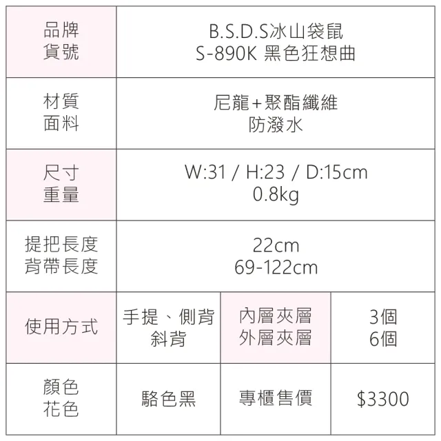 【冰山袋鼠】黑色狂想曲 - 古典輕奢多層兩用托特包 - 駱色黑(S-890K)