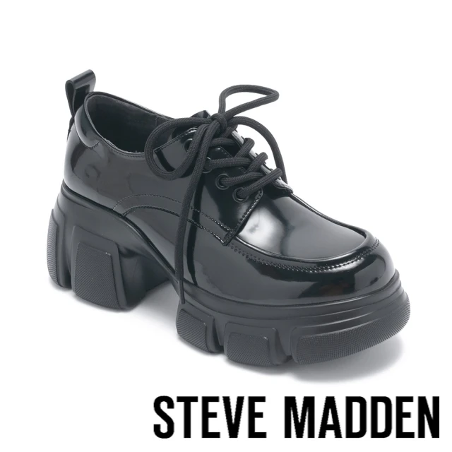 steve madden TWRITA 鋸齒厚底綁帶樂福鞋(黑色)