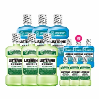 【Listerine 李施德霖】綠茶無酒精/薄荷除菌漱口水(750mlx6+250mlx6)