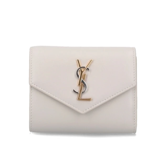 YSL SAINT LAURENT Cassandre 羊皮 三折 卡夾 零錢包 短夾 皮夾 白色 742984