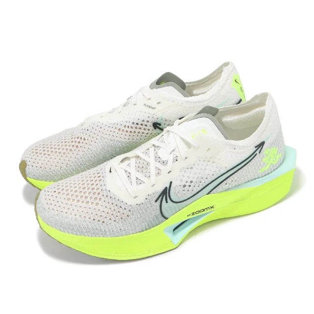 NIKE 耐吉 競速跑鞋 ZoomX Vaporfly Next% 3 男鞋 白 螢光黃 輕量 碳板 運動鞋(HQ3450-147)