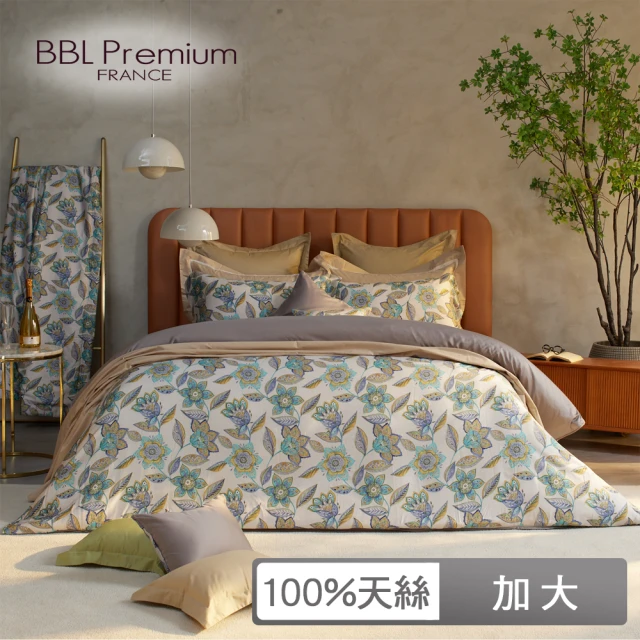 BBL Premium 100%天絲印花床包被套組-曼菲斯莊園-孔雀花(加大)