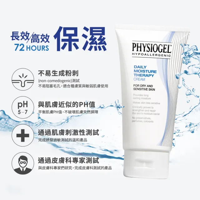 【PHYSIOGEL潔美淨 官方直營】層脂質保濕修護乳霜舒敏組75ml_3入(加強保濕/皮膚科醫師推薦)