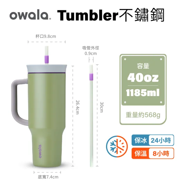 【Owala】Tumbler三層不鏽鋼保溫杯｜雙飲口吸管隨行杯｜-1185ml/40oz(保溫杯/保冰杯/吸管水壺/保溫瓶)