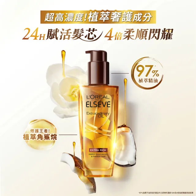 【LOREAL Paris 巴黎萊雅】全新升級 金緻護髮精油2入+補充包(100mlx2+90ml)