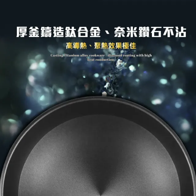 【MASIONS 美心】晶鑽鍋 厚釜鑄造奈米複合金不沾鍋炒鍋(附蓋-39cm)