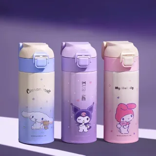 【SANRIO 三麗鷗】漸層酷洛米大耳狗316不鏽鋼提手直飲保溫杯400ml(美樂蒂/帕恰狗 附茶格)