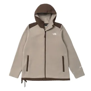 【The North Face 官方旗艦】北面男款灰棕拼接舒適保暖連帽抓絨外套｜89ZT5O3