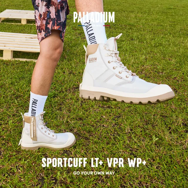 【Palladium】SPORTCUFF LT+ VPR WP+橘標輕量防水靴/防水鞋/休閒鞋-男鞋/女鞋-米色/奶白(74068-091-M)