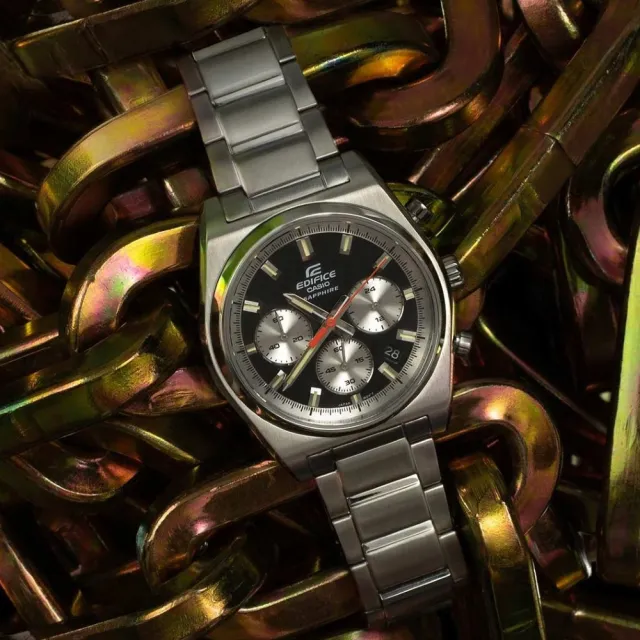 【CASIO 卡西歐】EDIFICE 賽車時尚 計時運動手腕 40mm-黑(EFB-730D-1AV)