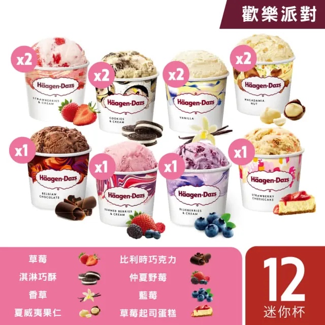 【Haagen-Dazs 哈根達斯】冰淇淋迷你杯/雪糕 12入組 綜合賣場(人氣熱賣組合 任您選購)