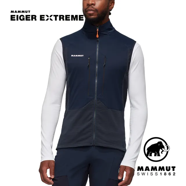 【Mammut 長毛象官方直營】Eiger Nordwand Hybrid Vest 極限艾格防風防潑水中層背心 夜藍 男款 #1014-05640