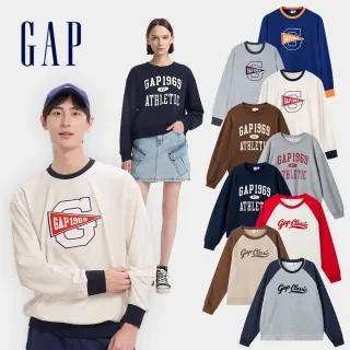 【GAP】男女裝 Logo印花/刺繡圓領大學T-多款任選(637090&640337&641222)