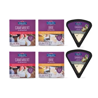 【Emborg 安博格】丹麥 濃郁乳酪風味 6入組(布里乳酪+藍紋乾酪+卡門乾酪)